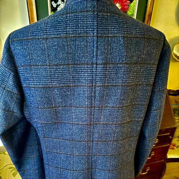 Loro Piana Neiman Marcus IT 50R NEW Mens Navy Plaid Dream Coat 100% Wool RT1995$ - Picture 8 of 14